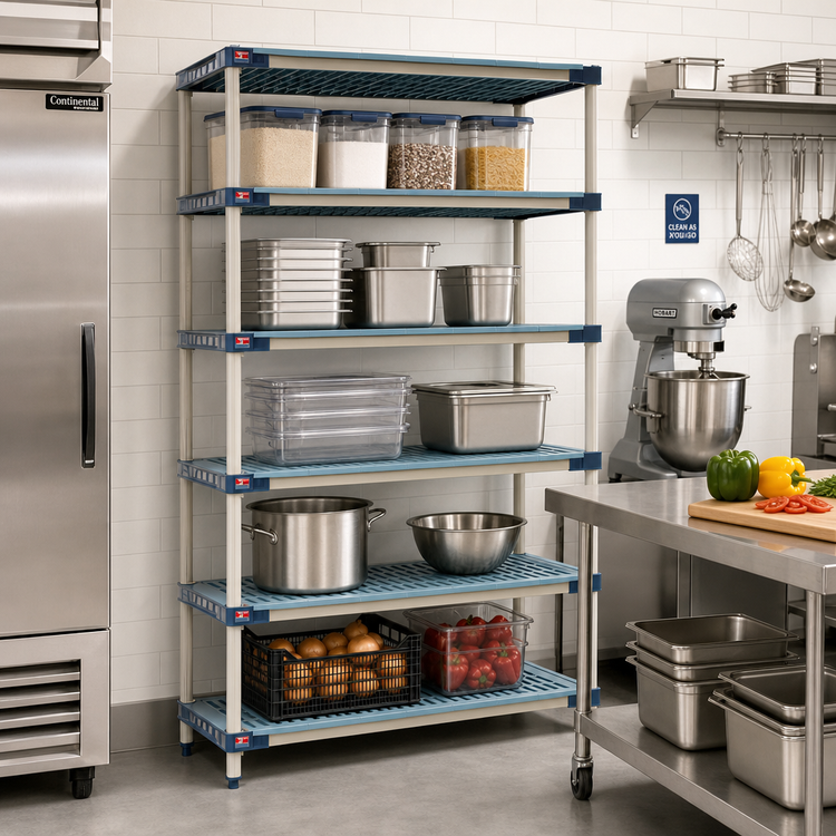 Product image #2 for MetroMax 4 All-Polymer Add-On Shelving Unit, 30W x 18D x 74H, 5 Open Grid Shelves