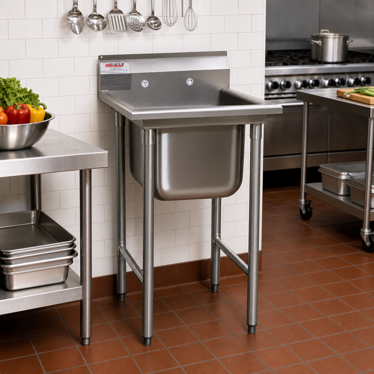 Product image #2 for Eagle Group 314 Series 1-Compartment 304 Stainless Steel Sink with Right-Hand Drainboard