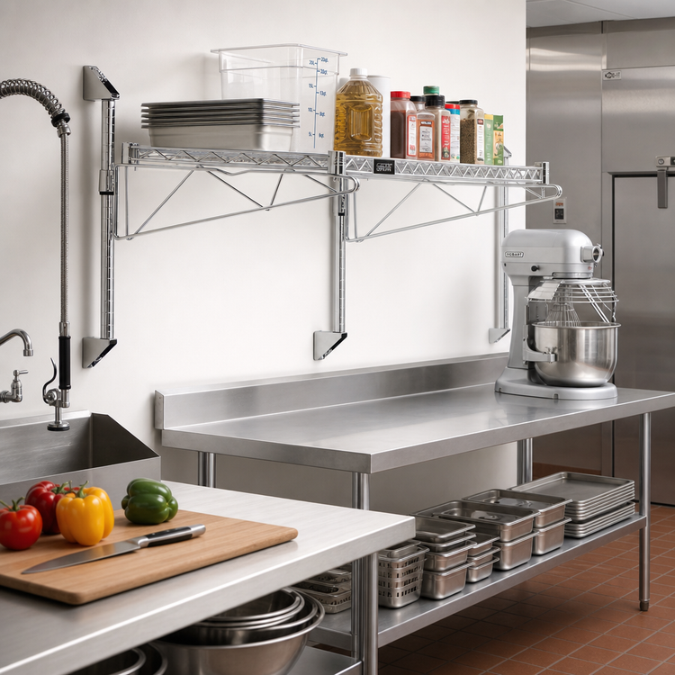 Product image #2 for Quantum Wall-Mount Cantilever Single Shelf Wire Shelving Unit
