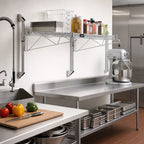 Thumbnail image #2 for Quantum WC14-CB2124GY Wall-Mount Cantilever Single Shelf Wire Shelving Unit, 24"W x 21"D, Gray Epoxy Finish