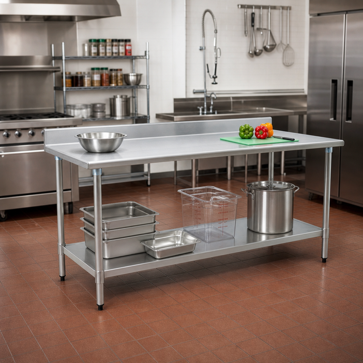 Product image #2 for Eagle BlendPort Deluxe Series Stainless Steel Work Table with Backsplash and Undershelf, 72 x 24 Inches