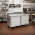 Thumbnail image #2 for John Boos 48-Inch x 30-Inch Stainless Steel Enclosed Work Table with Hinged Doors and 5-Inch Backsplash