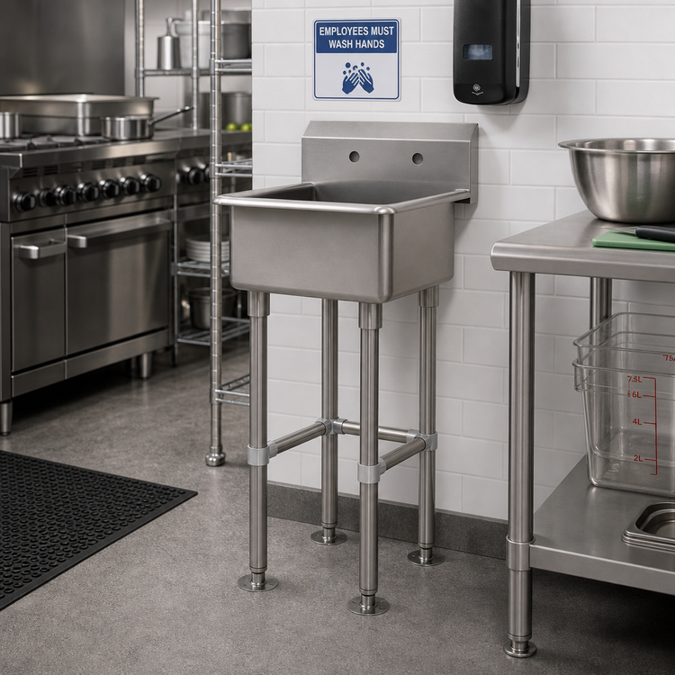 Product image #2 for Advance Tabco One-Station Floor-Mounted Service Sink with Splash-Mount Faucet Provision, 20 x 19-1/2 Inch Bowl, 10 Inch Deep, 304 Stainless Steel