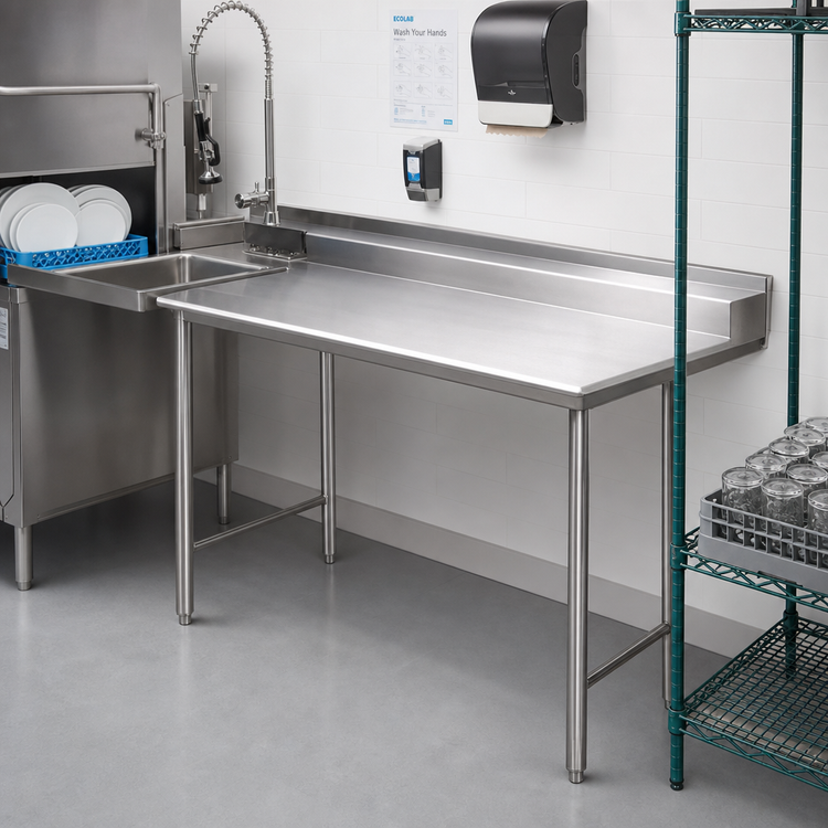 Product image #2 for Eagle Group Straight Clean Dishtable, 24 x 30 Inch, Left-to-Right, 16/304 Stainless Steel Top
