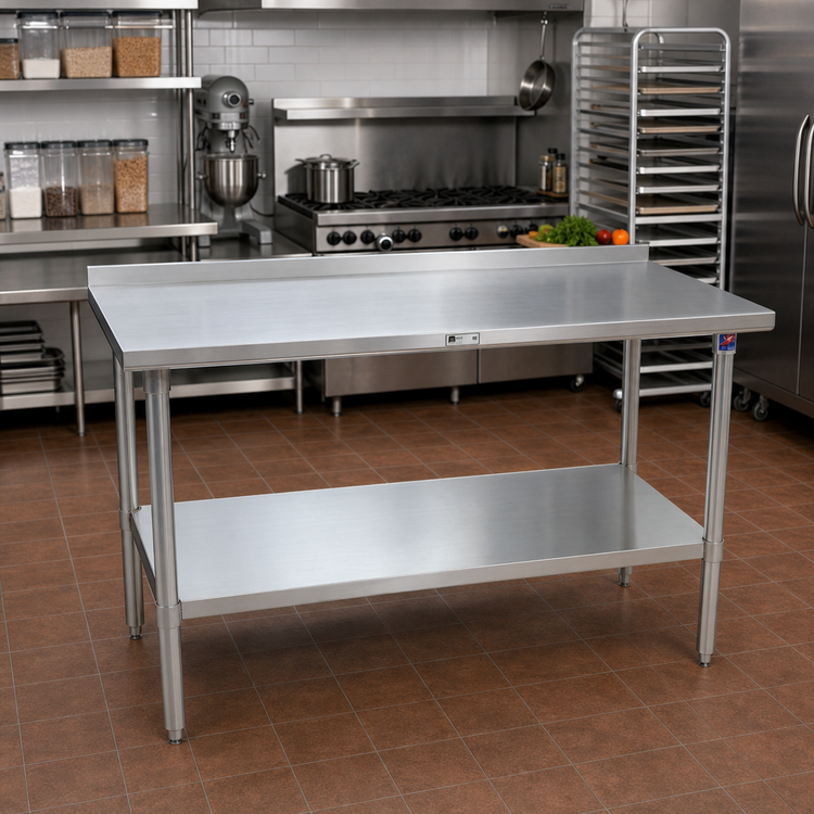 Product image #2 for John Boos Stallion 72-Inch x 30-Inch Stainless Steel Work Table with 1-1/2-Inch Rear Backsplash