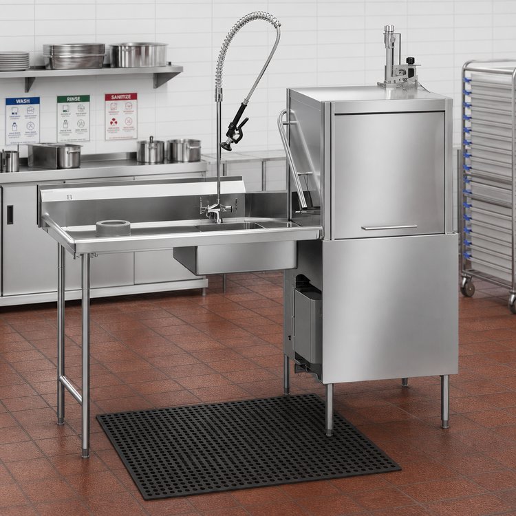 Product image #2 for Straight Soiled Dishtable with Pre-Rinse Sink, Left-to-Right Operation, 72 Inch W x 30 Inch D x 43-1/2 Inch H, 16/430 Stainless Steel Top