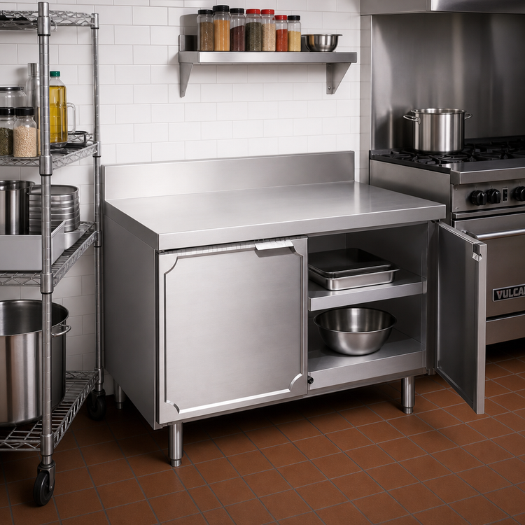 Product image #2 for La Rosa Refrigeration 42-Inch x 32-Inch Stainless Steel Utility Stand Cabinet Base with Hinged Doors