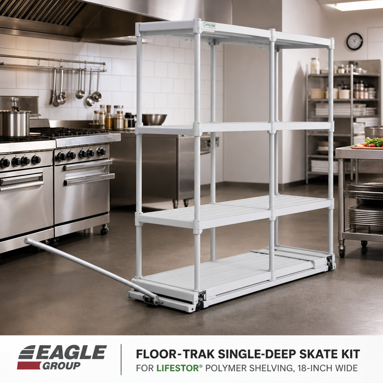 Product image #2 for Eagle Floor-Trak Single-Deep Skate Kit for LIFESTOR Polymer Shelving, 18-Inch Wide