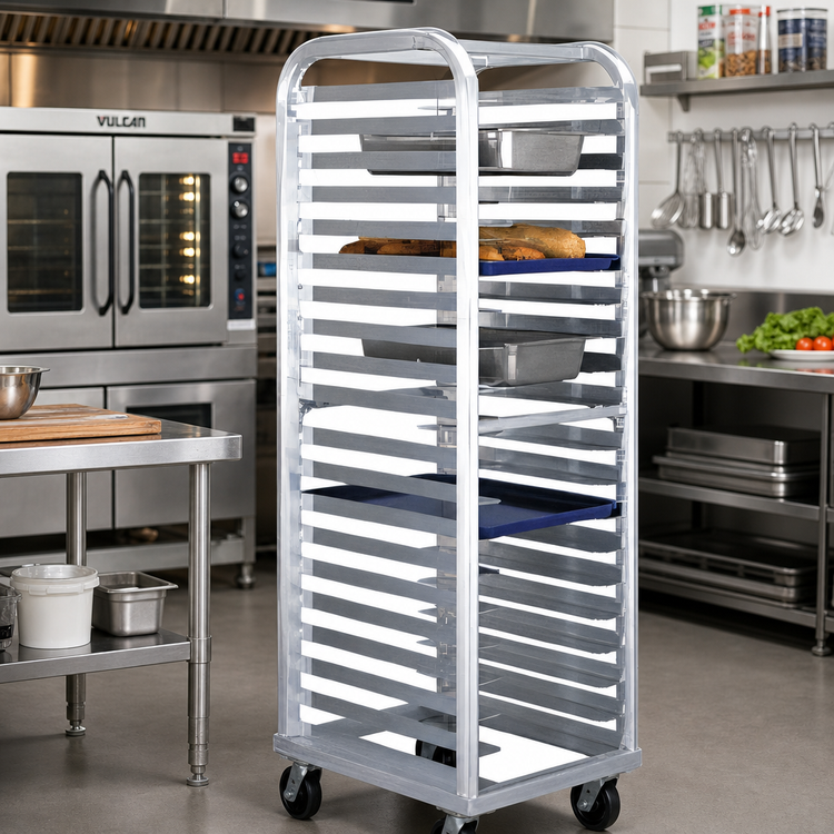 Product image #2 for Lifetime Series Universal Aluminum Bun Pan Rack with Casters, 12 Full-Size Pan Capacity, 21-1/2 x 26 x 73 Inches