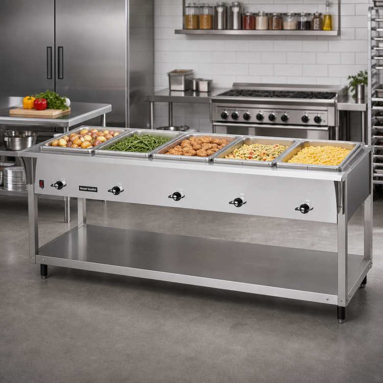 Product image #2 for Vollrath ServeWell SL 5-Well Electric Hot Food Table, 76-Inch, 120V, Open Shelf Base