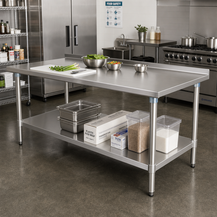 Product image #2 for Eagle Spec-Master Stainless Steel Work Table with Adjustable Undershelf and Rear Up-Turn, 84 x 36 Inches