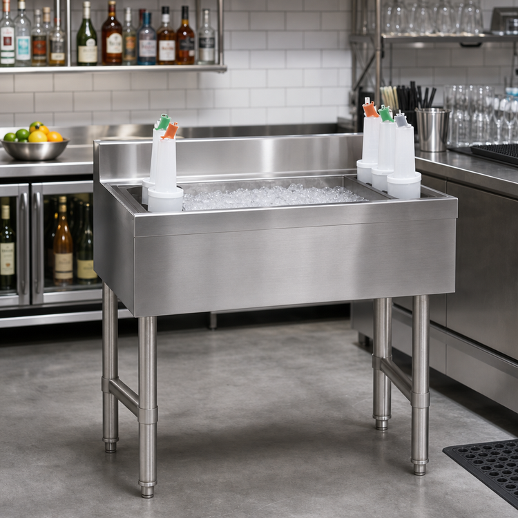 Product image #2 for Advance Tabco Special Value Series 12-Inch Deep Stainless Steel Cocktail Unit with Bottle Racks