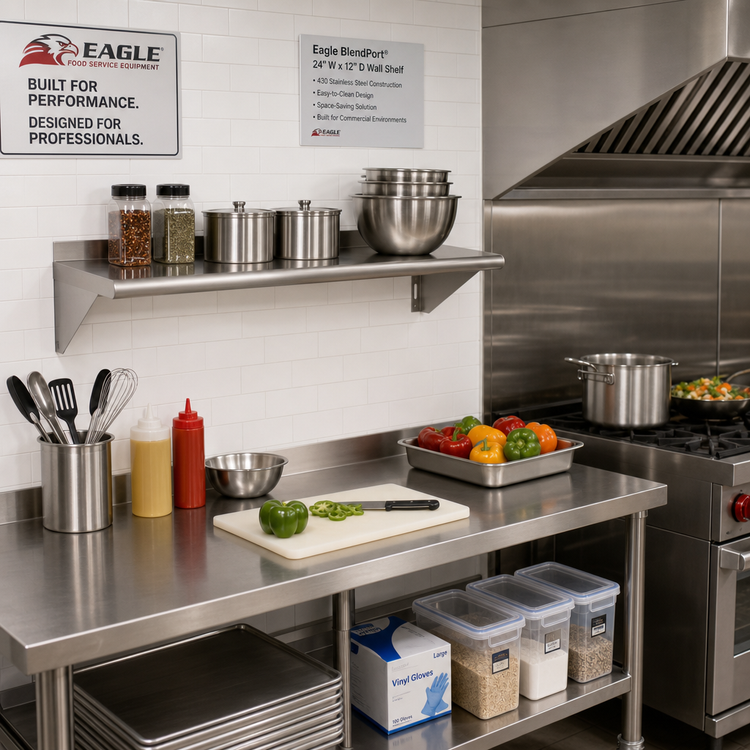 Product image #2 for Eagle BlendPort® 24-Inch W x 12-Inch D Wall-Mounted 430 Stainless Steel Wall Shelf