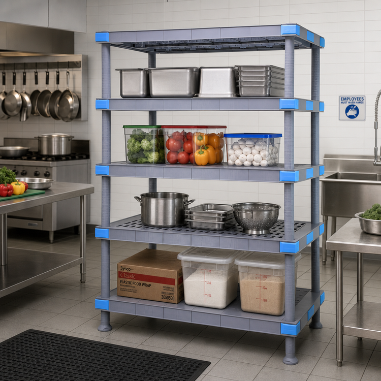 Product image #2 for Quantum Millenia 54"W x 21"D x 74"H Polymer Shelving Unit, 4 Shelves, 2000 lb. Capacity