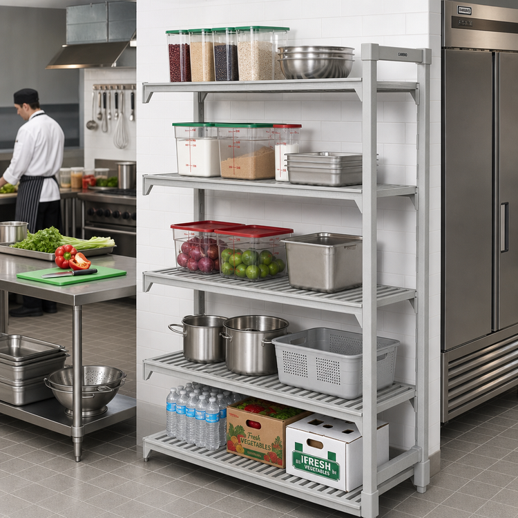 Product image #3 for Cambro Camshelving Premium 30"W x 24"D x 72"H 5-Shelf Vented Add-On Polymer Shelving Unit
