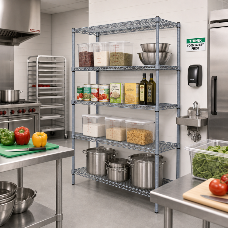 Product image #2 for Quantum 36"W x 30"D x 74"H Stationary Wire Shelving Starter Kit, Gray Epoxy Antimicrobial Finish