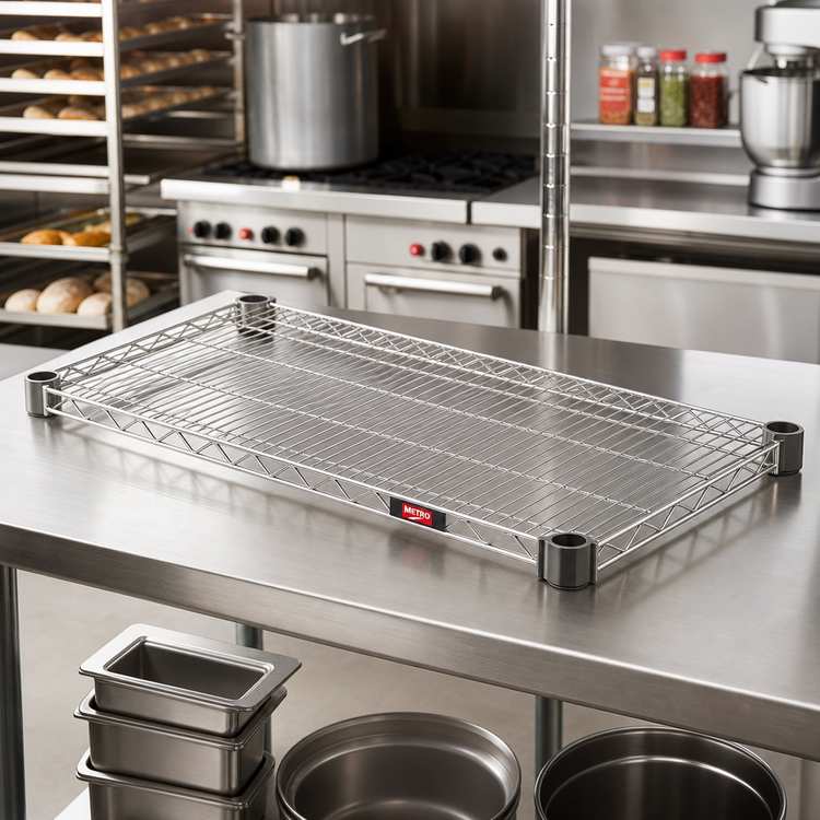 Product image #2 for QuadTruss Quad-Adjust Wire Shelf, 48 x 18 Inches, Stainless Steel Finish