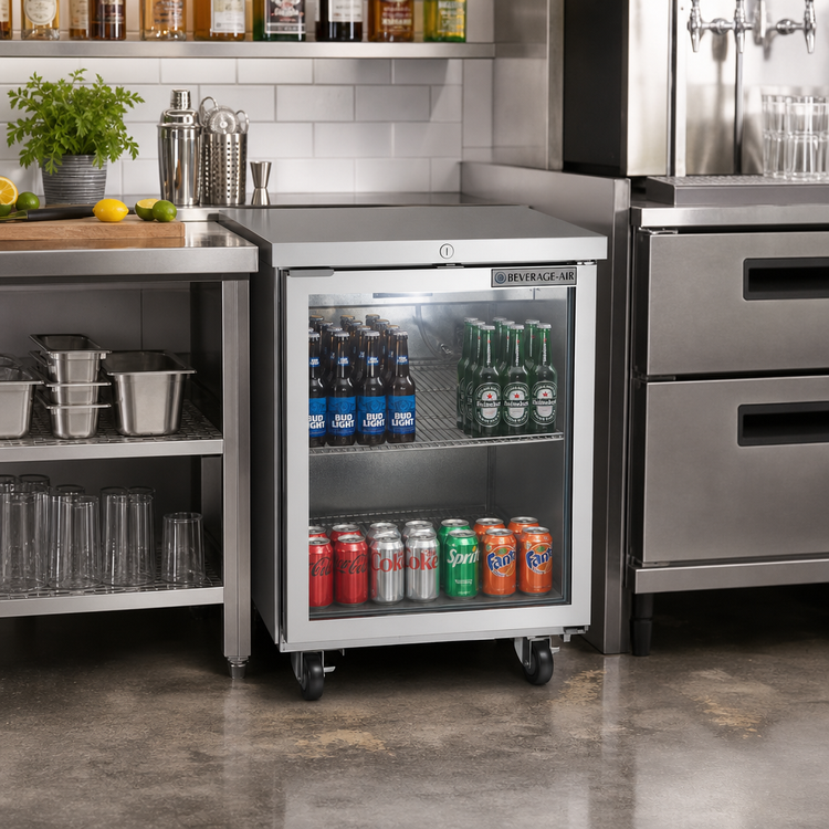 Product image #2 for Beverage-Air 24-Inch Single-Section Glass Door Back Bar Cooler, 7.66 Cu. Ft., Stainless Steel