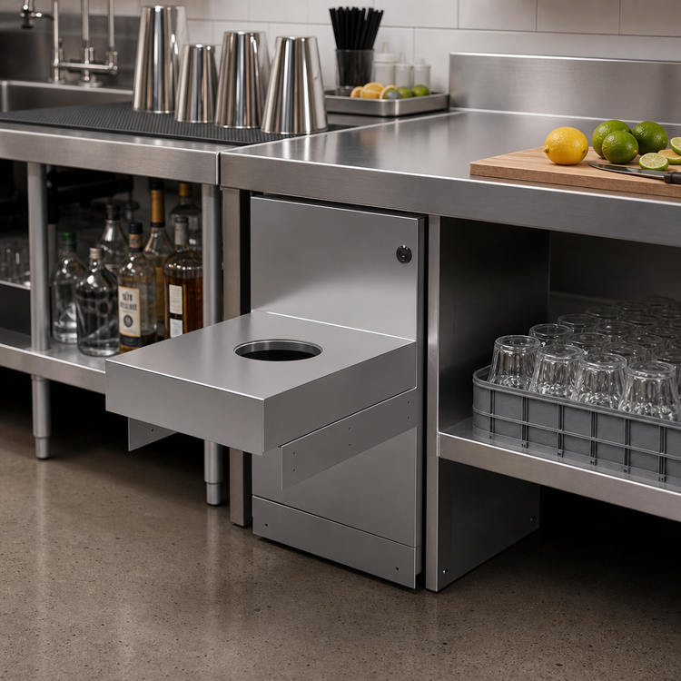 Product image #2 for Glastender Underbar Dry Waste Unit with 6-Inch Waste Chute, 12-Inch Wide x 24-Inch Deep