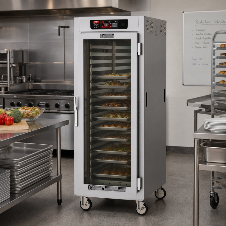 Product image #2 for Metro C5 8 Series Full-Height Mobile Controlled Temperature Heated Holding Cabinet with Double-Pane Tempered Glass Doors