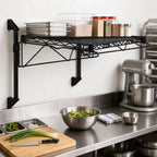 Thumbnail image #2 for Quantum WC14-CB2130BK Wall-Mount Cantilever Wire Shelf, Single 30"W x 21"D Shelf, Black Epoxy Finish