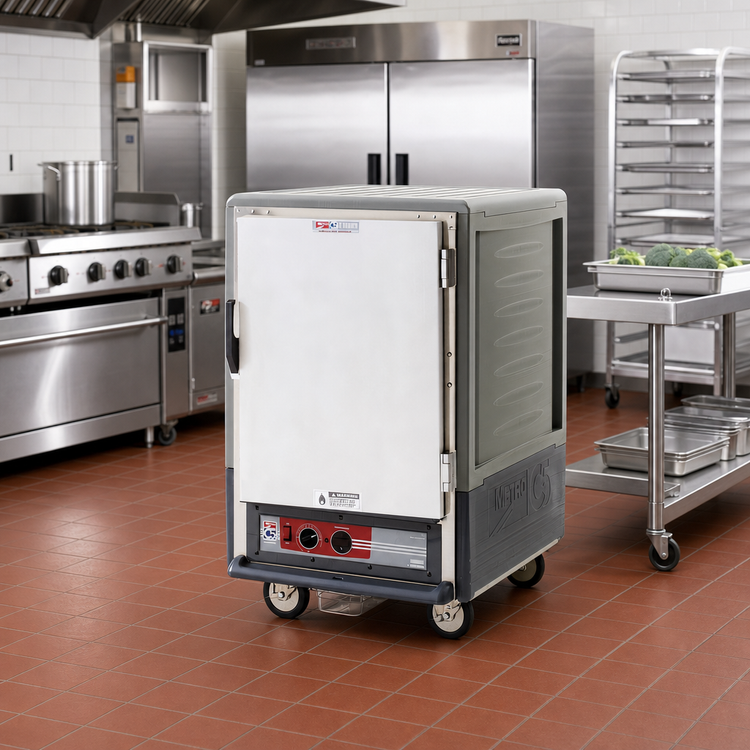 Product image #2 for Metro C5 3 Series Low-Watt Half-Height Heated Holding Cabinet with Gray Insulation Armour, Solid Door, Fixed Wire Slides