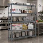 Thumbnail image #2 for Quantum WR54-1872GY-5 5-Shelf Wire Shelving Starter Unit, 72"W x 18"D x 54"H, Gray Epoxy Finish, Stationary