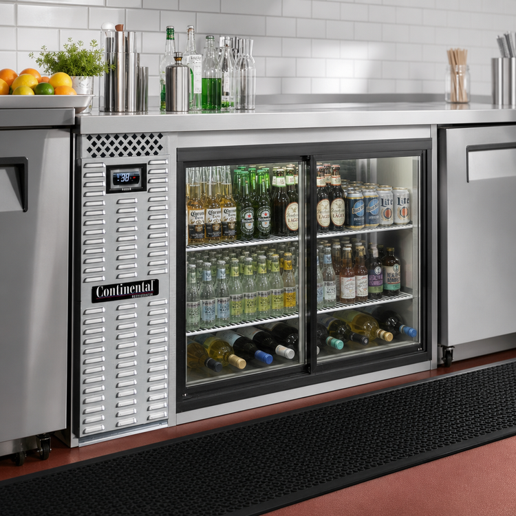 Product image #2 for Continental Refrigerator BB50NSSSGDPT 50" Pass-Thru Refrigerated Back Bar Cooler with Sliding Glass Doors