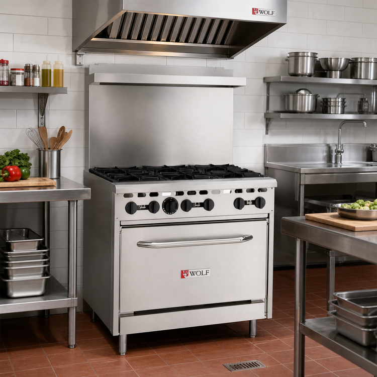 Product image #3 for Wolf WX36-6BN WX Series 36-Inch Natural Gas Commercial Range with 6 Open Burners and Standard Oven