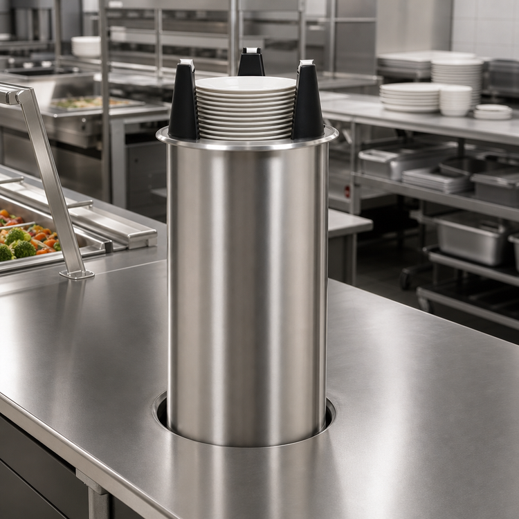 Product image #2 for Eagle Director's Choice Adjustable Drop-In Shielded Unheated Plate Dispenser for 4-1/4 to 7-1/2 Inch Round Plates