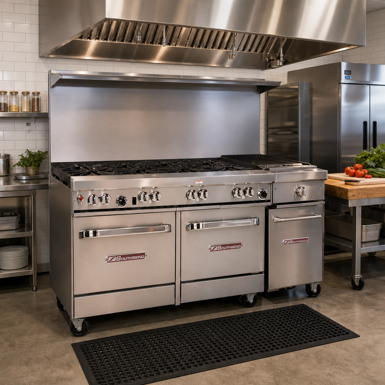 Product image #2 for 60-Inch Gas Restaurant Range with 6 Burners, 24-Inch Charbroiler, Standard Oven and Convection Oven