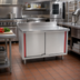 Thumbnail image #2 for Spec-Master Marine Series Enclosed Stainless Steel Work Table with Cabinet Base and Hinged Doors, 48 x 24 Inches, 4-1/2 Inch Backsplash