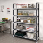 Thumbnail image #2 for Cambro Camshelving® Elements EXA184884V5480 5-Tier Vented Polymer Shelving Add-On Unit, 18 x 48 x 84 Inches, Speckled Gray