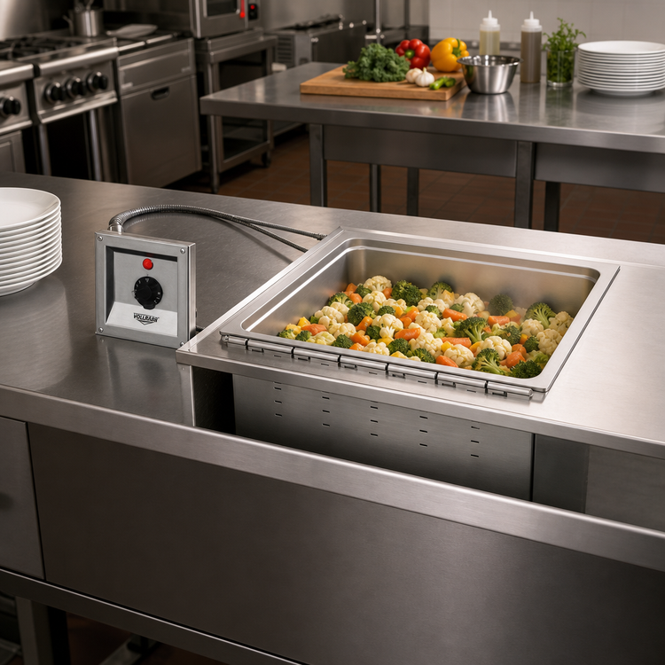 Product image #2 for Vollrath Insulated Bottom-Mount Drop-In Hot Food Well, Wet Operation, 1 Full-Size Pan, 120V, 72-Inch Remote Control Leads