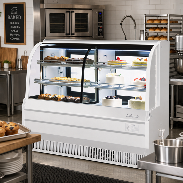 Product image #3 for Turbo Air 60-1/2 Inch Curved Glass Self-Contained Combination Bakery Display Case with Refrigerated and Dry Sections