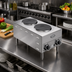 Thumbnail image #2 for 14-3/4 Inch Wide Countertop Electric Hot Plate with Two Solid Cast Iron French Plate Burners, Stainless Steel