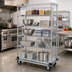 Thumbnail image #2 for Quantum Mobile Enclosure Cart Wire Shelving Unit with 5 Shelves, 60W x 18D x 70H, Chrome Plated