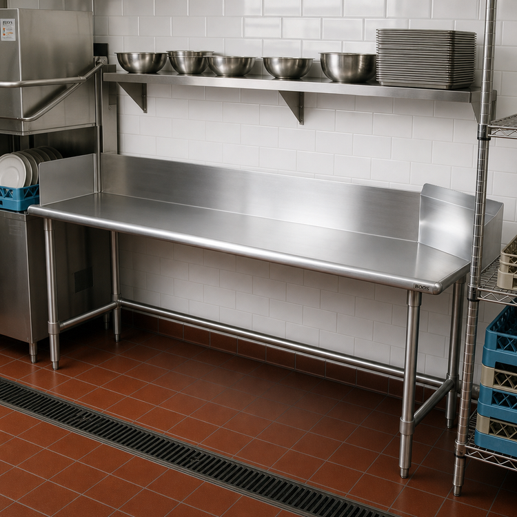 Product image #2 for John Boos Pro-Bowl Straight Clean Dishtable, 144-Inch x 30-Inch, Left-to-Right, 300 Series Stainless Steel