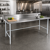 Thumbnail image #2 for John Boos Stallion 120-Inch x 36-Inch 16/300 Stainless Steel Work Table with 5-Inch Backsplash and Galvanized Base