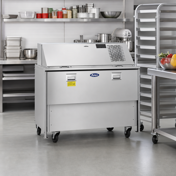 Product image #2 for Atosa Single-Sided Refrigerated Milk Cooler Cart, 12 Crate Capacity, Stainless Steel