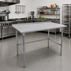 Thumbnail image #2 for John Boos Stallion ST4R1.5-36108SBK 108-Inch Stainless Steel Work Table, 14-Gauge 300-Series Top, Open Base, 1-1/2-Inch Rear Up-Turn
