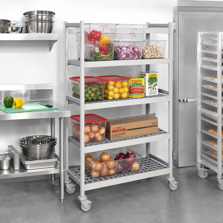 Product image #2 for Fermostock 4-Tier Mobile Polymer Shelving Unit, 47" W x 22" D x 71" H