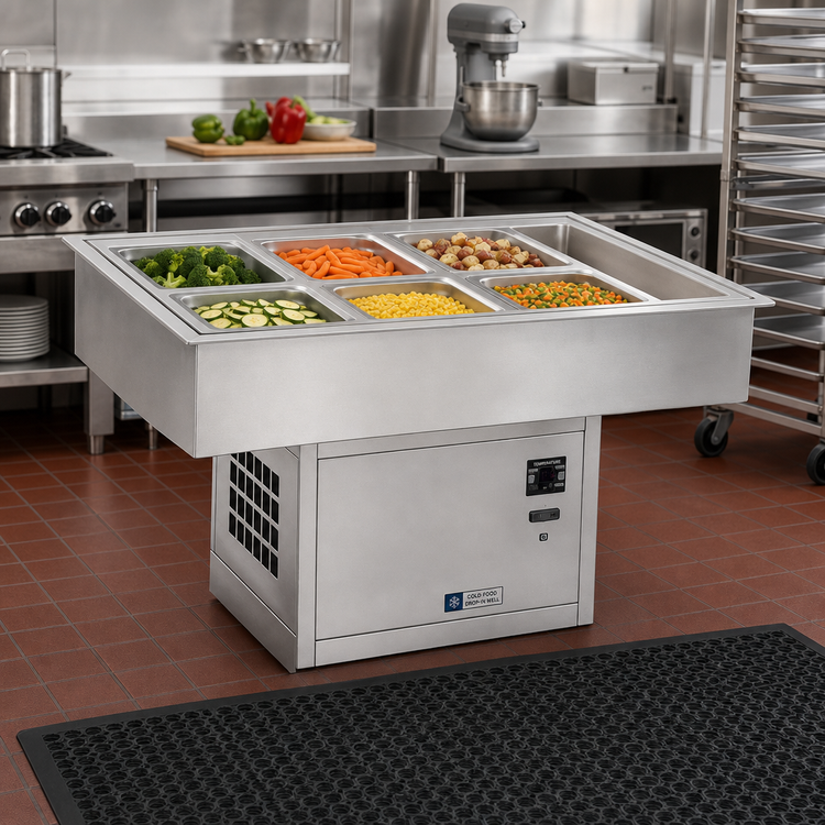 Product image #2 for Atlas Metal WCMD-C-6 Self-Contained Refrigerated 6-Pan Cold Food Drop-In Well