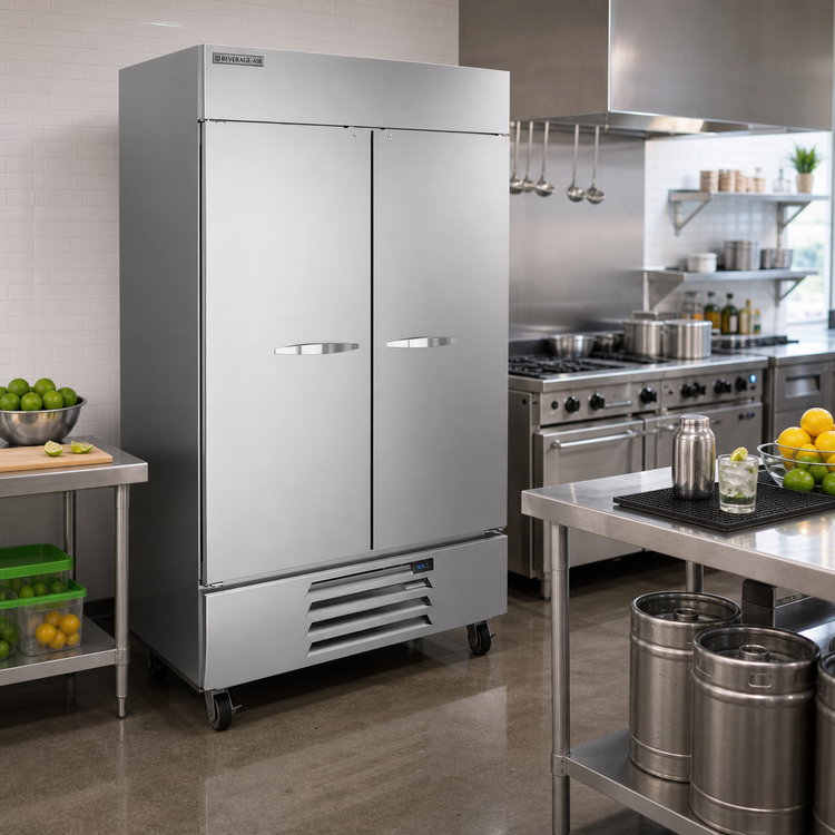 Product image #2 for Beverage Air Horizon Series HBR44HC-1 Two-Section Bottom Mount Reach-In Refrigerator with Solid Doors, 40.2 Cu. Ft.