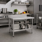 Thumbnail image #2 for Eagle Group Spec-Master T2430SEM-BS 30 x 24 Inch Stainless Steel Corner Work Table, 14-Gauge Top, Backsplash, Adjustable Undershelf