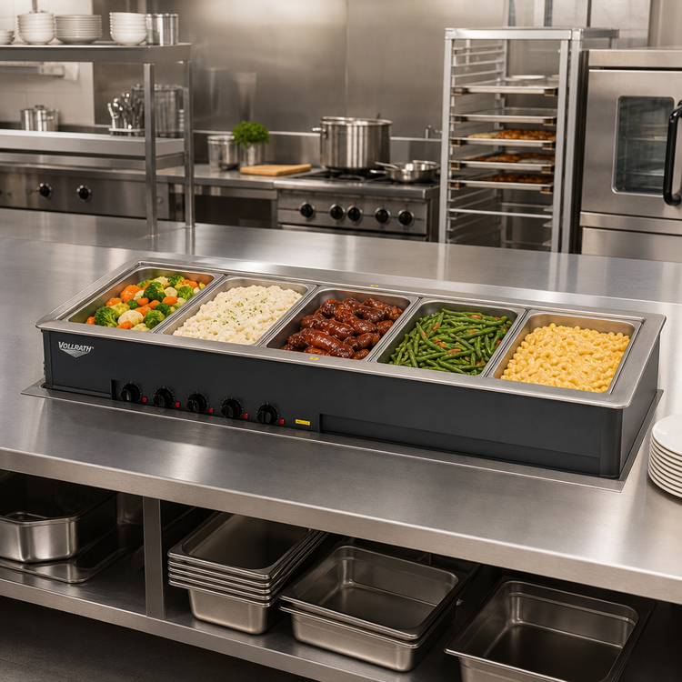 Product image #2 for Vollrath 5-Well Insulated Drop-In Electric Hot Food Well for 12 x 20 Pans, Wet Operation, Infinite Controls, 208V