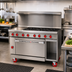 Thumbnail image #2 for American Range 48-Inch Commercial Gas Restaurant Range with 12-Inch Left Griddle, 6 Open Burners, 26-1/2-Inch Standard Oven, and Right Storage Base