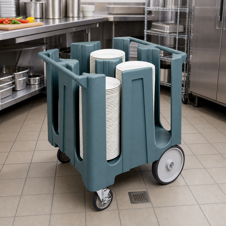 Product image #3 for Cambro Non-Adjustable Poker Chip Dish Caddy Cart, 4-Column, 12-1/4" Max Dish Size, Slate Blue