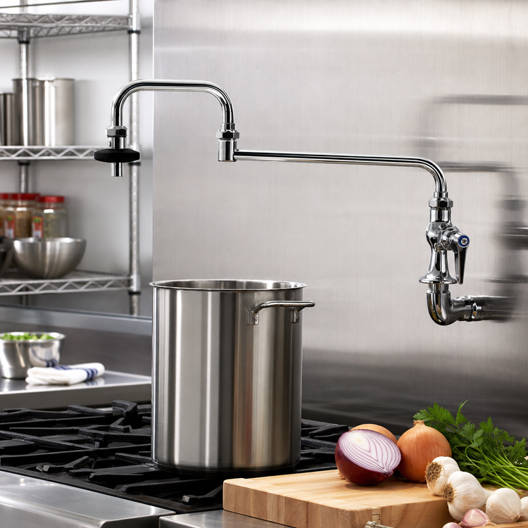 Product image #2 for T&S Brass Single-Hole Deck Mount Pot Filler Faucet with 18-Inch Double-Joint Swing Nozzle