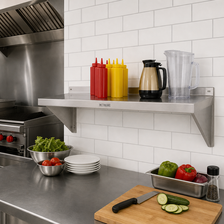 Product image #2 for New Age 36 Inch x 12 Inch Solid Wall-Mounted Shelf, 18-Gauge Aluminum
